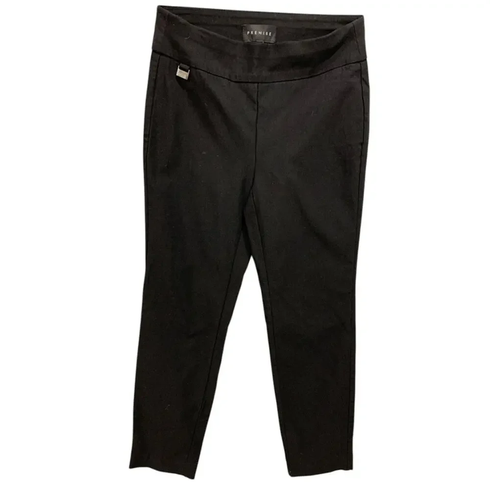 Size XS Premise Womens Pull On Black Dress Pants Tapered 27